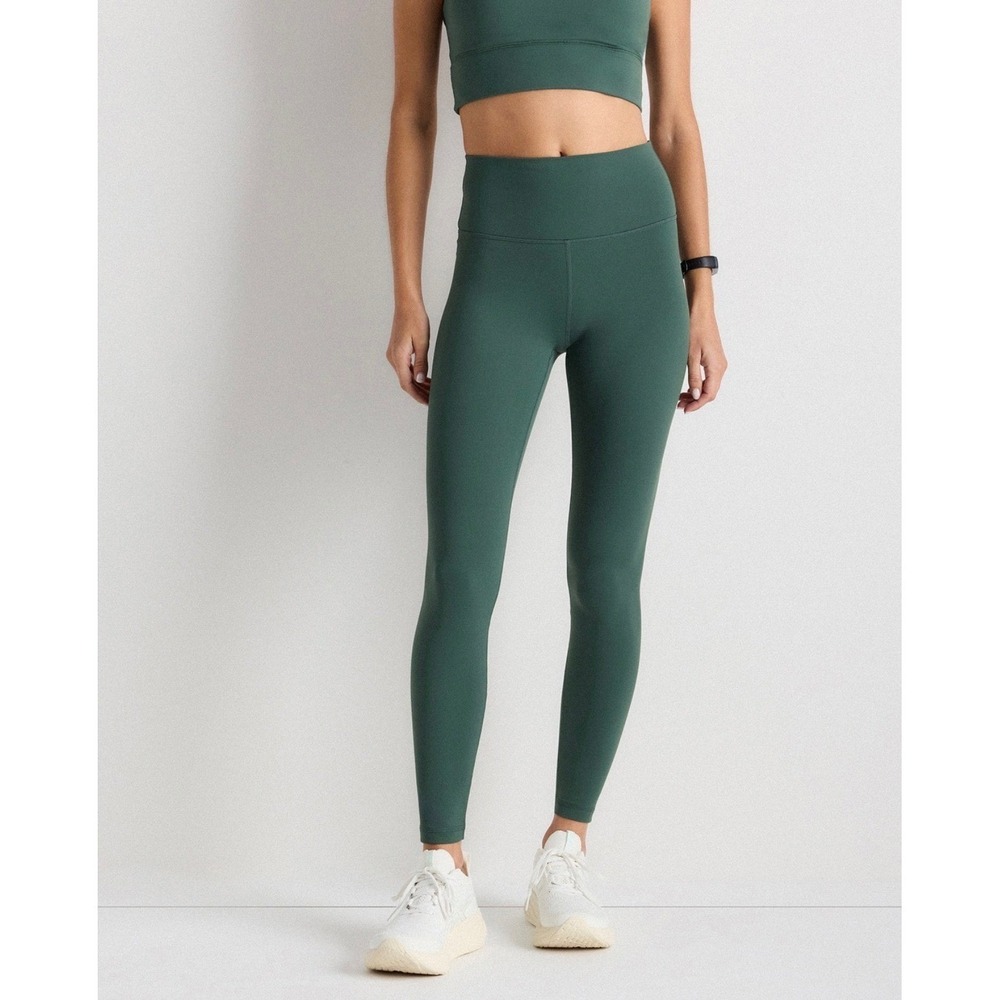 Quince Power-Up High-Rise Leggings Sz M Forest Green 7/8 Length Yoga Pant Pocket